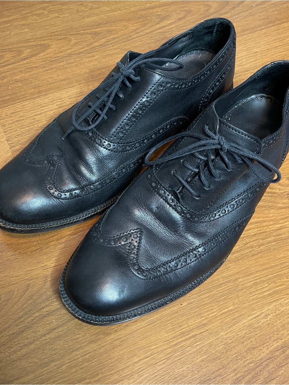 Cole Haan Mens Williams Wingtip Oxford Dress Shoes Size 8 Black Leather Brogue